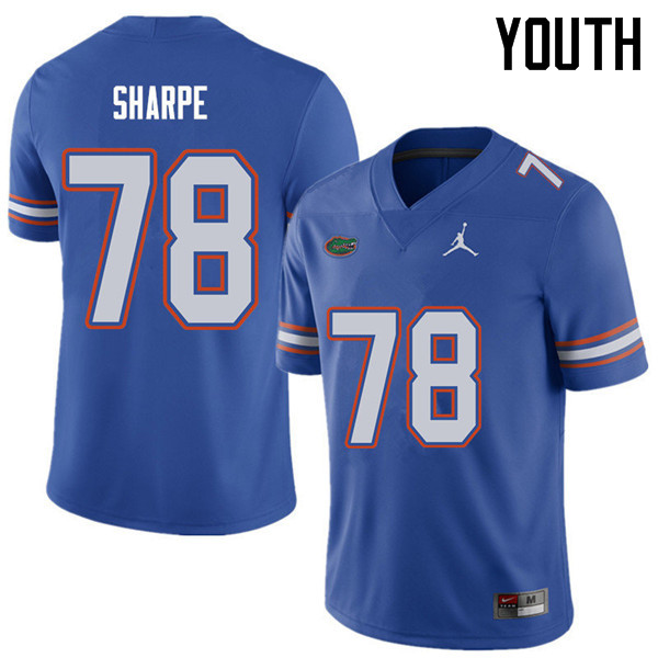 Jordan Brand Youth #78 David Sharpe Florida Gators College Football Jerseys Sale-Royal